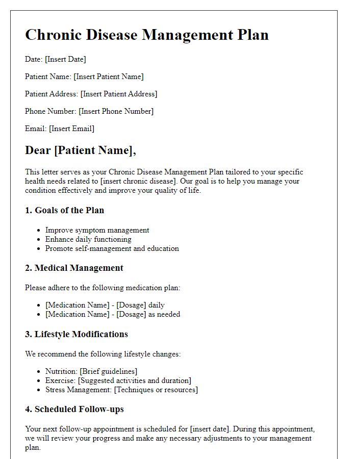 Letter template of chronic disease management plan