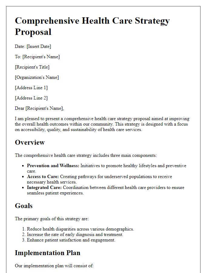 Letter template of comprehensive health care strategy