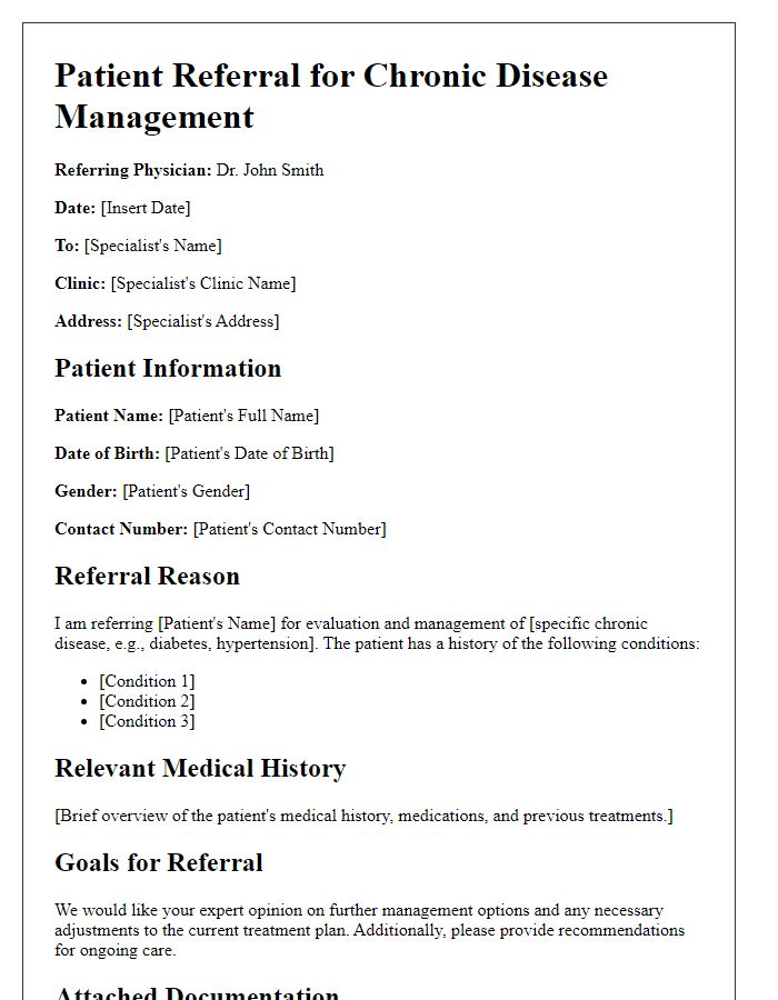 Letter template of patient referral for chronic disease management