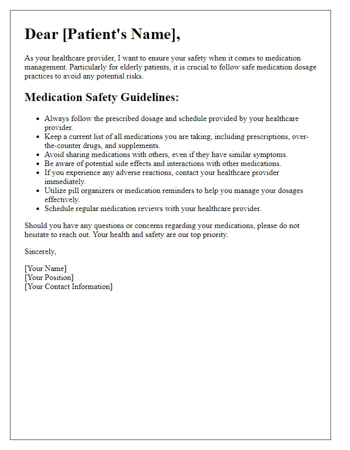 Letter template of safe medication dosage practices for elderly patients