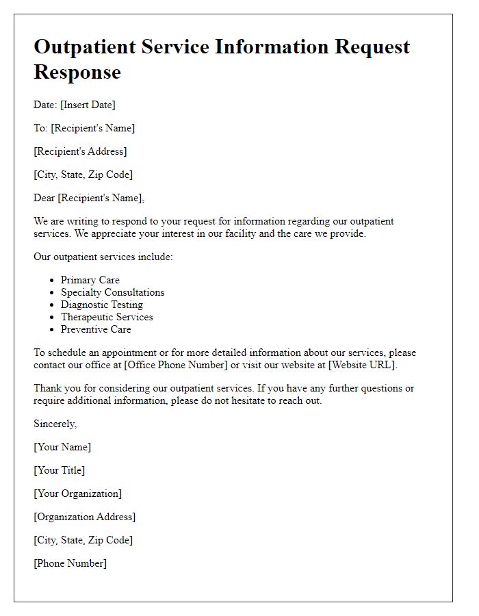 Letter template of outpatient service information request response