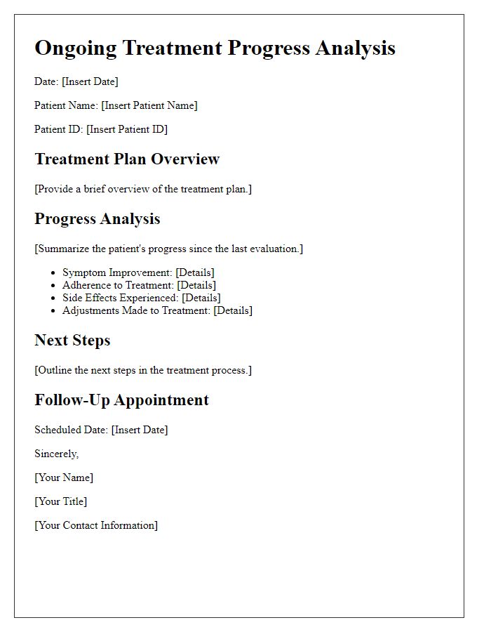 Letter template of ongoing treatment progress analysis