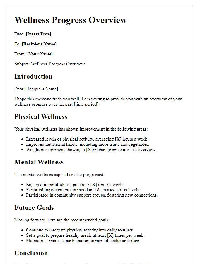 Letter template of wellness progress overview