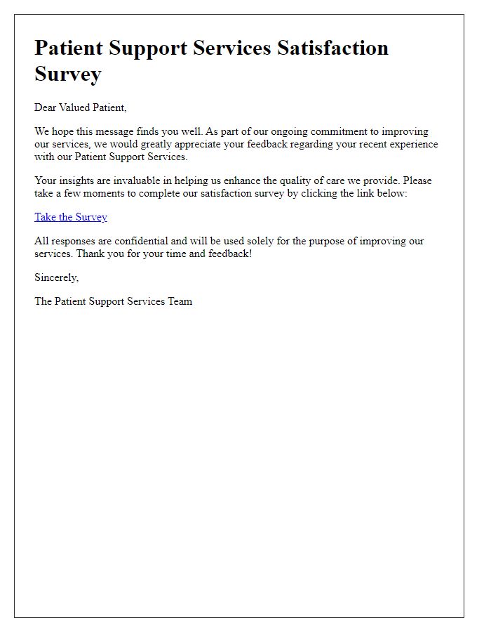 Letter template of patient support services satisfaction survey