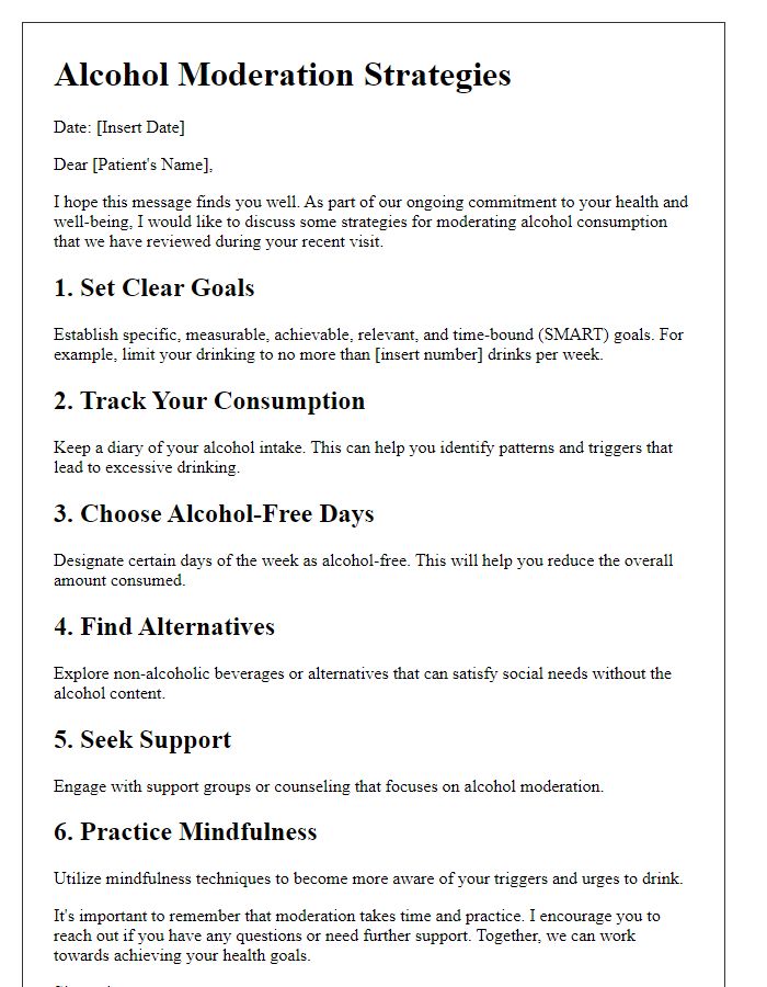 Letter template of alcohol moderation strategies for patients.