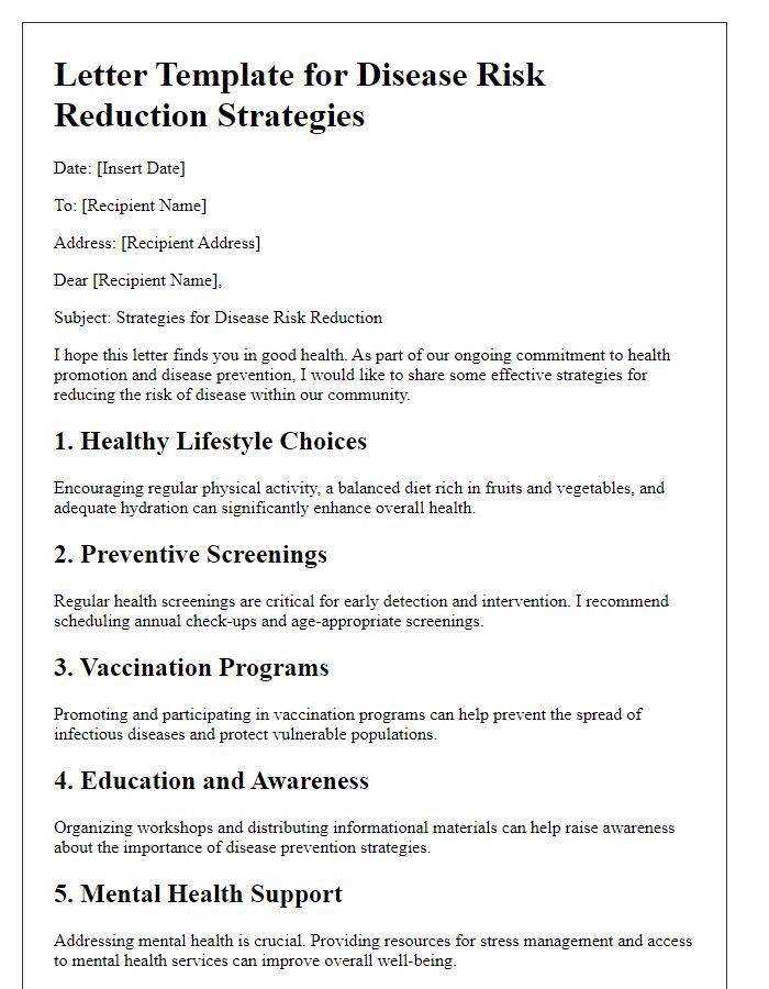 Letter template of strategies for disease risk reduction.