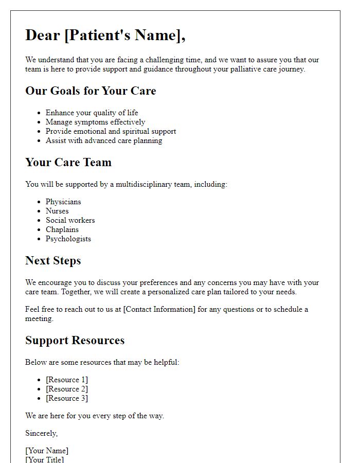 Letter template of palliative care patient guidance