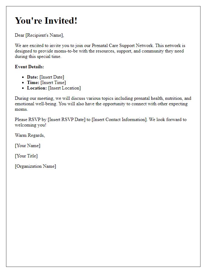 Letter template of prenatal care support network invitation