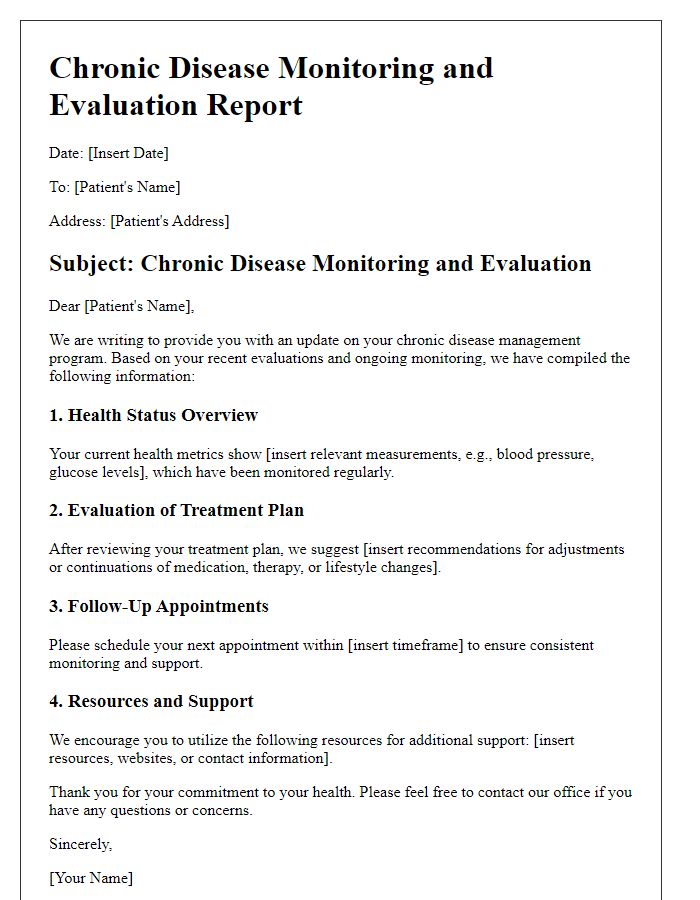 Letter template of chronic disease monitoring and evaluation.