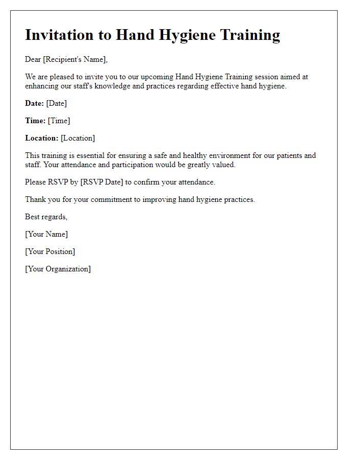 Letter template of hand hygiene training invitation