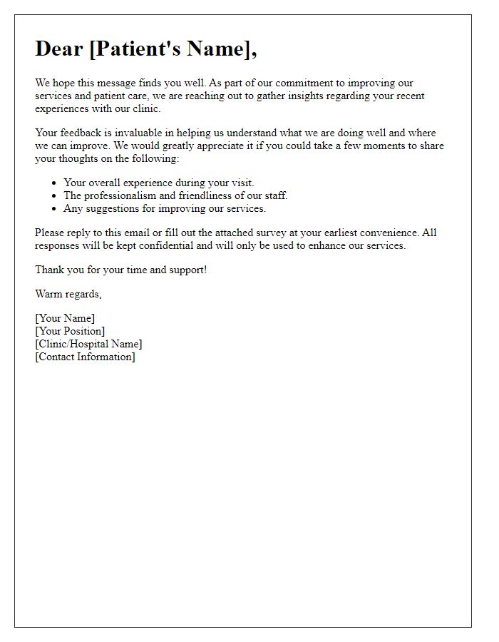 Letter template of patient insights gathering correspondence