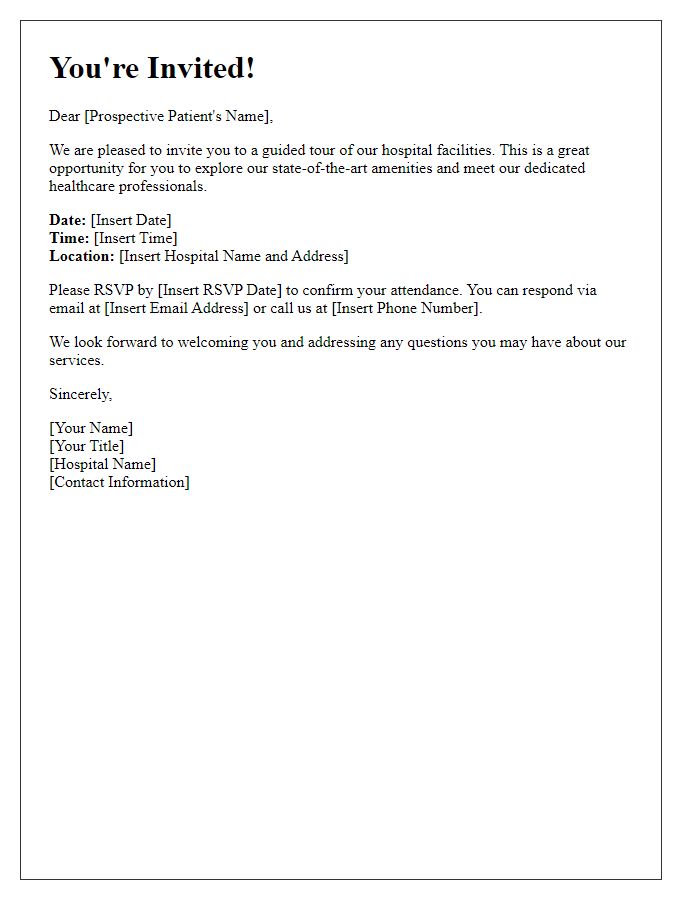 Letter template of Invitation for Hospital Facility Tour for Prospective Patients