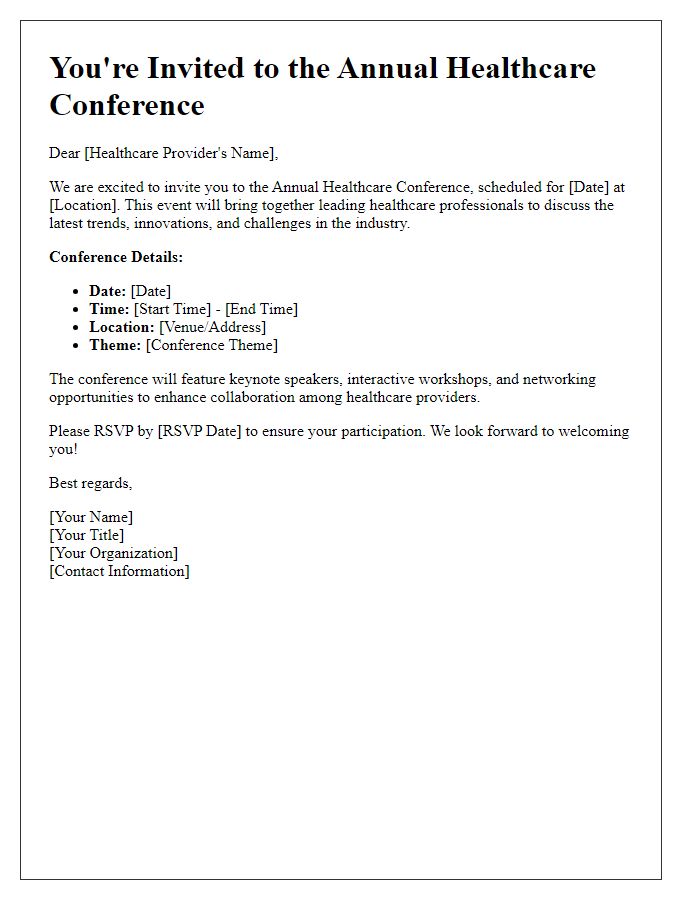 Letter template of Healthcare Conference Invitation for Healthcare Providers