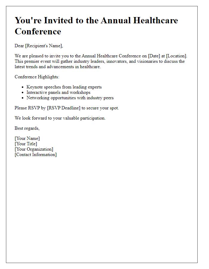 Letter template of Healthcare Conference Invitation for Industry Leaders