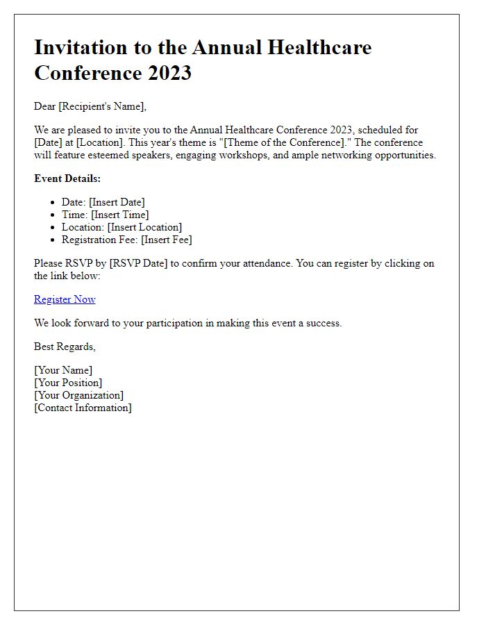 Letter template of Healthcare Conference Invitation for Professionals