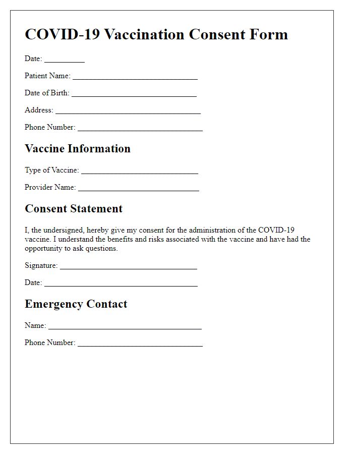 Letter template of COVID-19 vaccination consent form