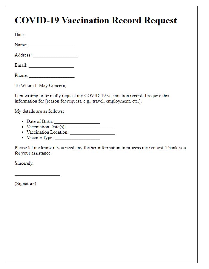 Letter template of COVID-19 vaccination record request