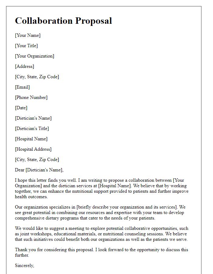 Letter template of collaboration proposal with hospital dietician services