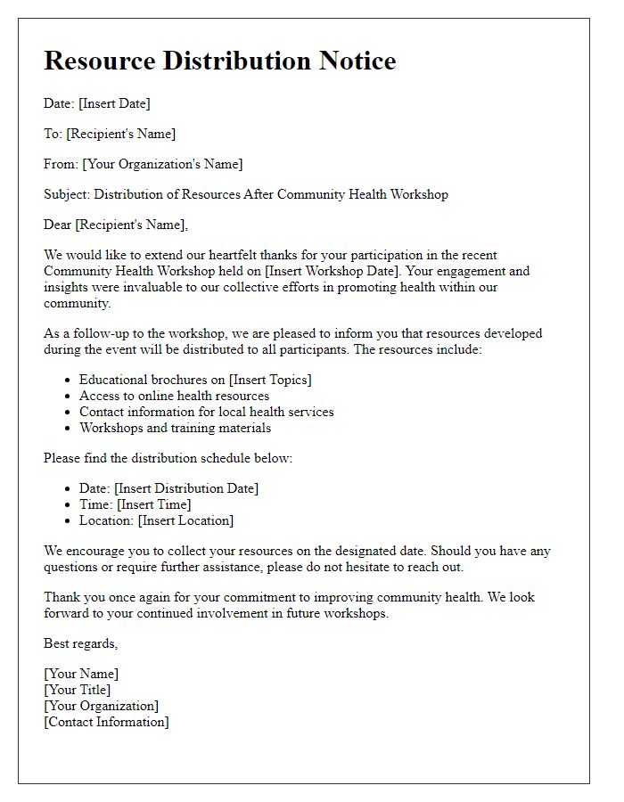 Letter template of resource distribution after community health workshop