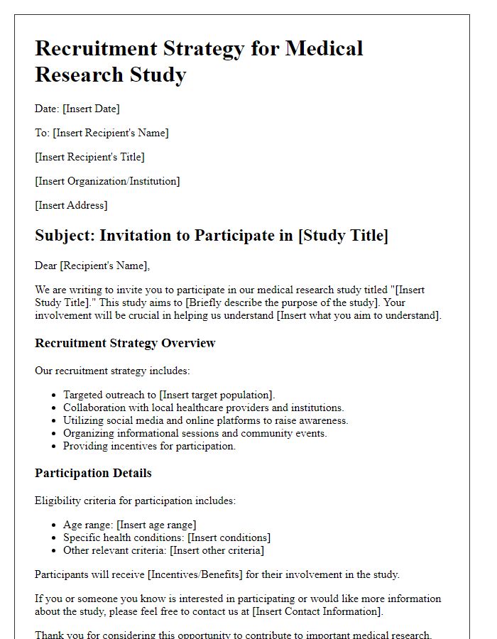 Letter template of medical research study recruitment strategy