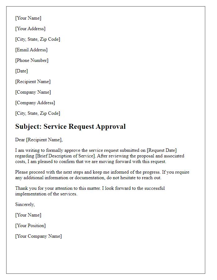 Letter template of service request go-ahead