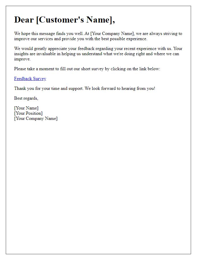 Letter template of customer engagement feedback request