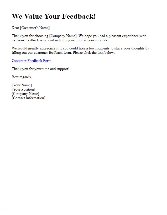 Letter template of customer feedback request