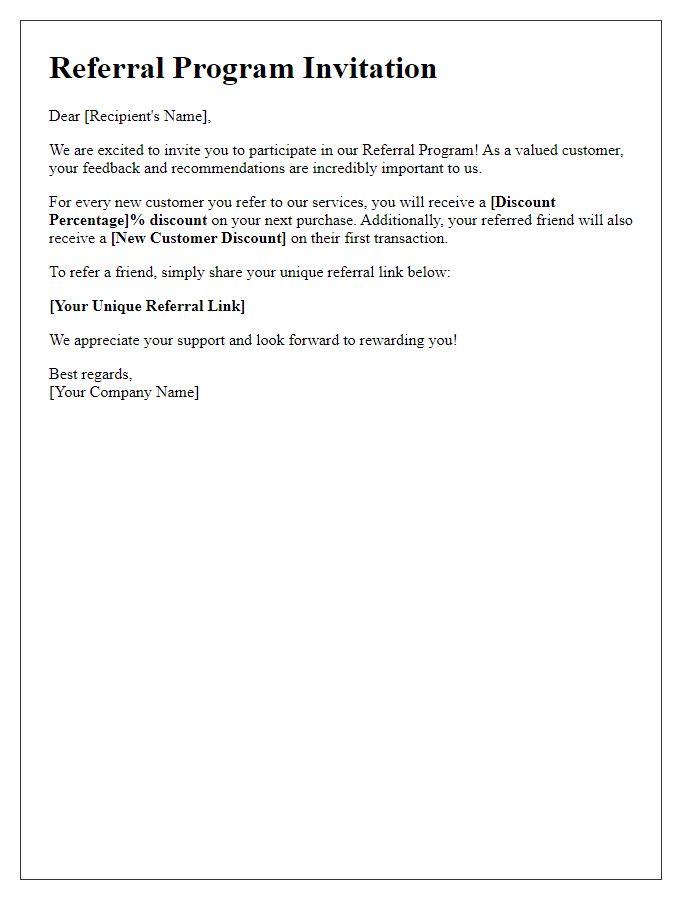Letter template of referral program service discount
