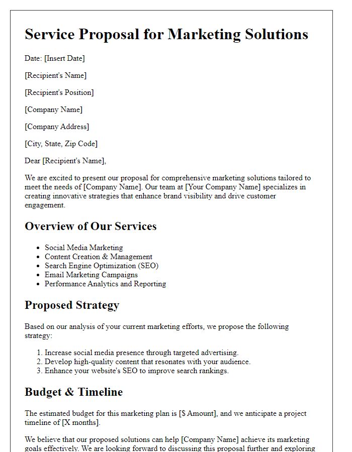 Letter template of service proposal for marketing solutions