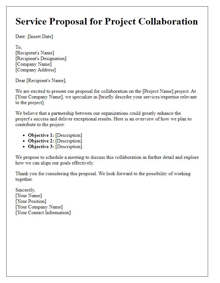 Letter template of service proposal for project collaboration