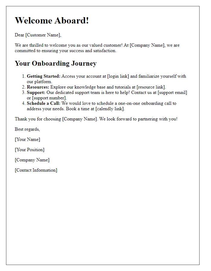 Letter template of Getting Started: New Customer Onboarding Essentials