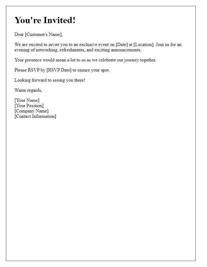 Letter template of select customer invitation