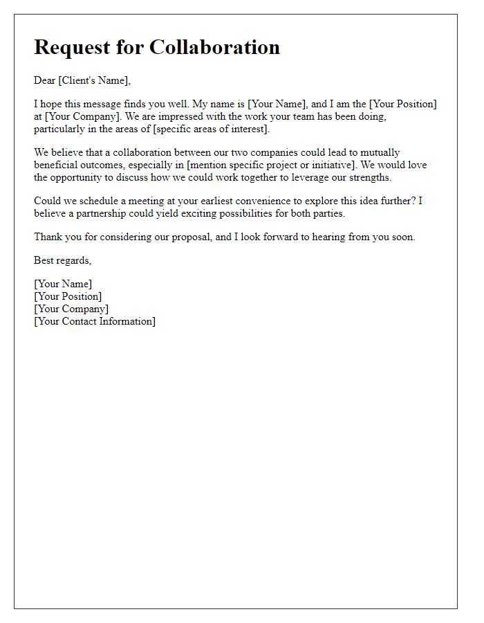 Letter template of client business collaboration request