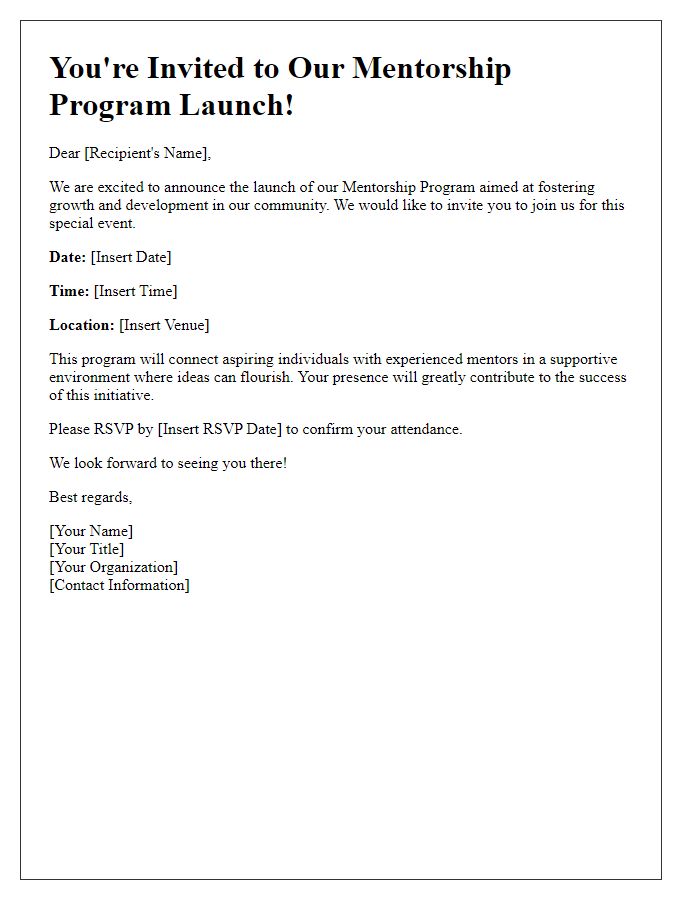 Letter template of mentorship program launch invitation