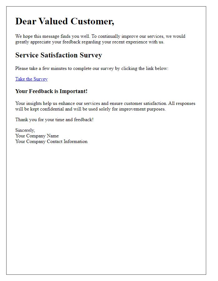 Letter template of survey for service satisfaction