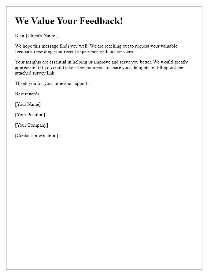 Letter template of client feedback request