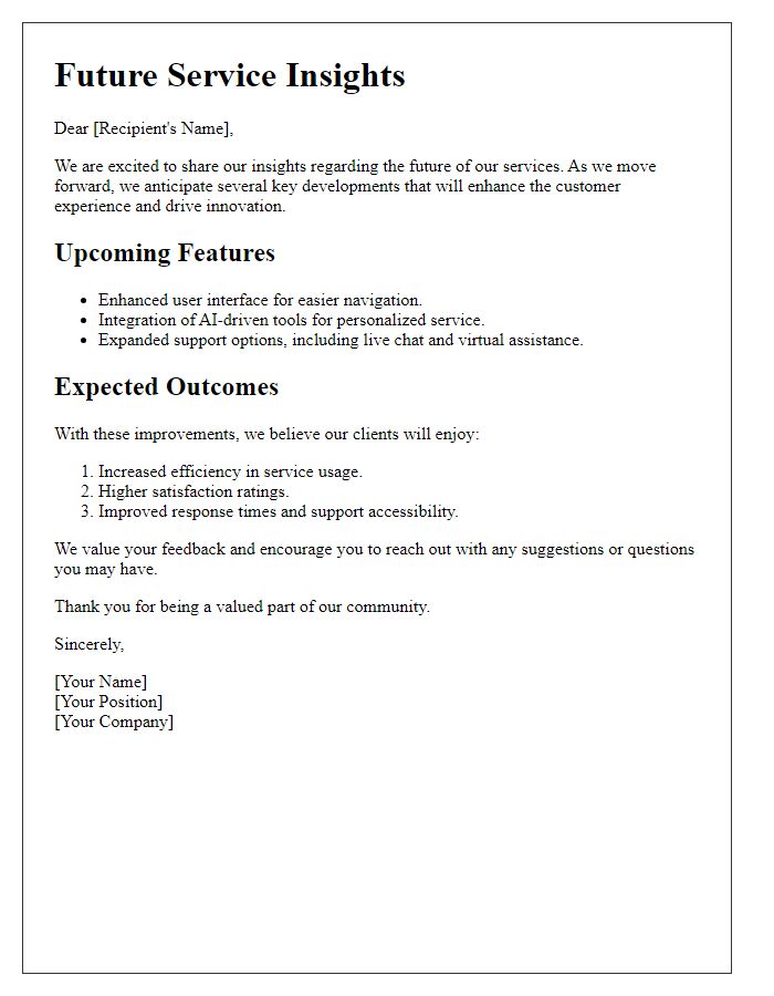 Letter template of future service insights