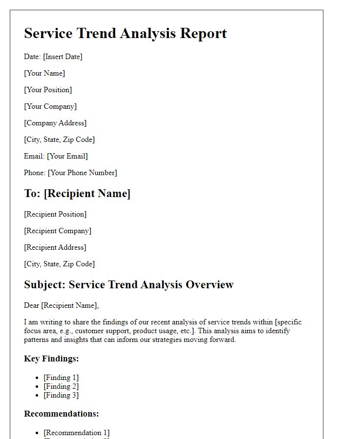 Letter template of service trend analysis