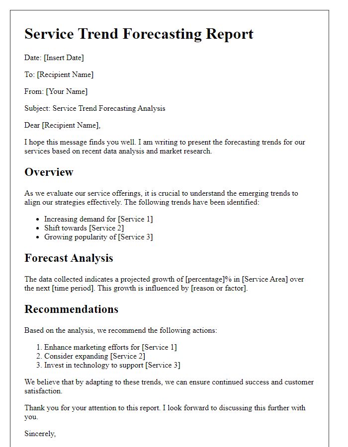 Letter template of service trend forecasting