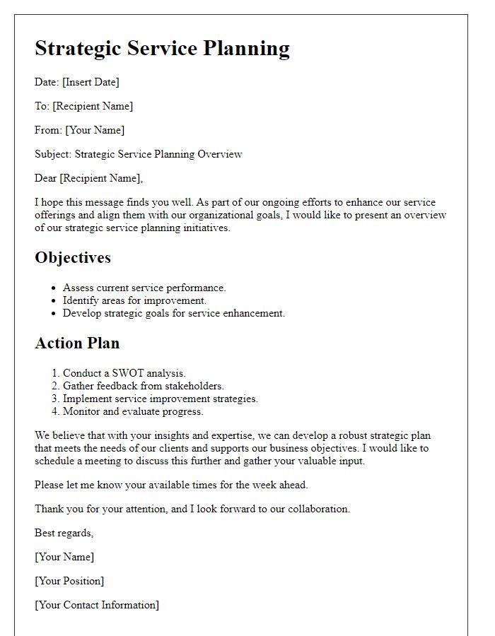 Letter template of strategic service planning