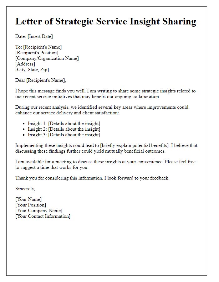 Letter template of strategic service insight sharing