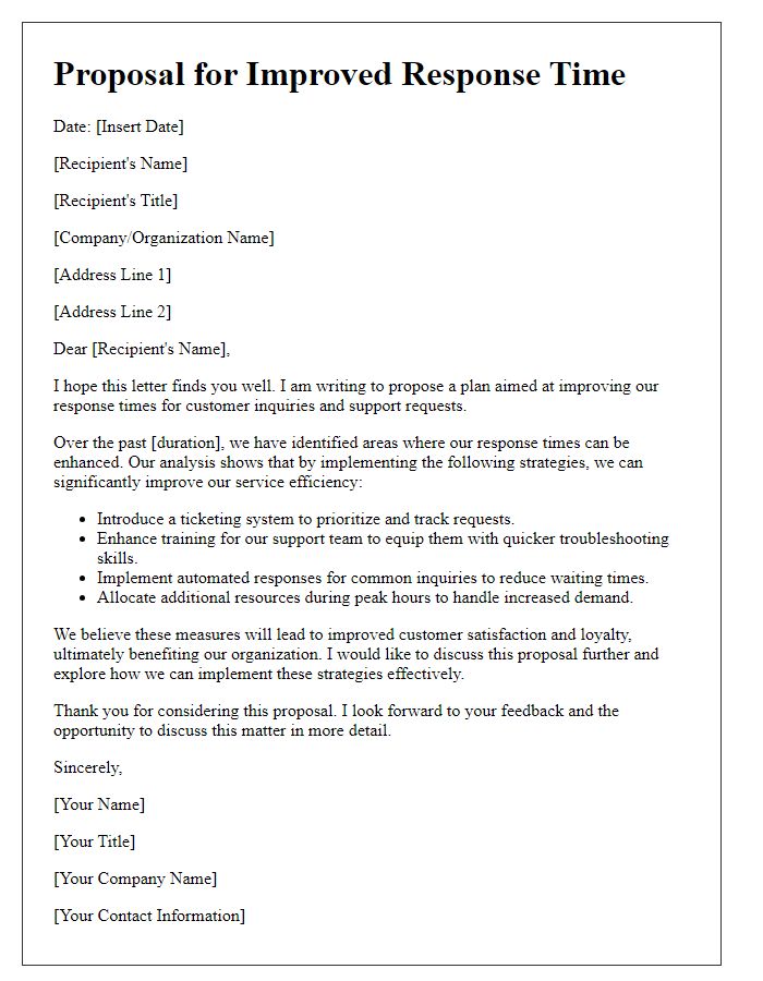 Letter template of improved response time proposal