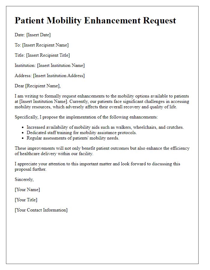 Letter template of patient mobility enhancement request