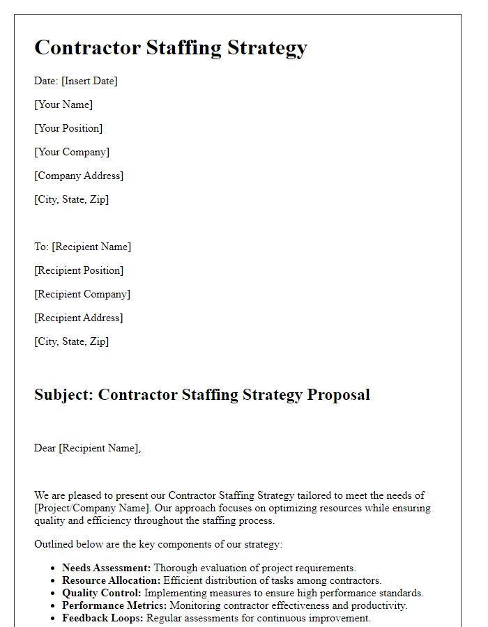 Letter template of contractor staffing strategy