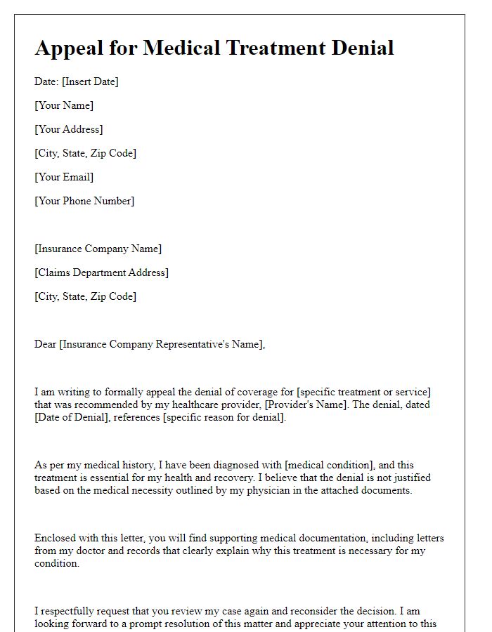 Letter template of appeal for medical treatment denial.