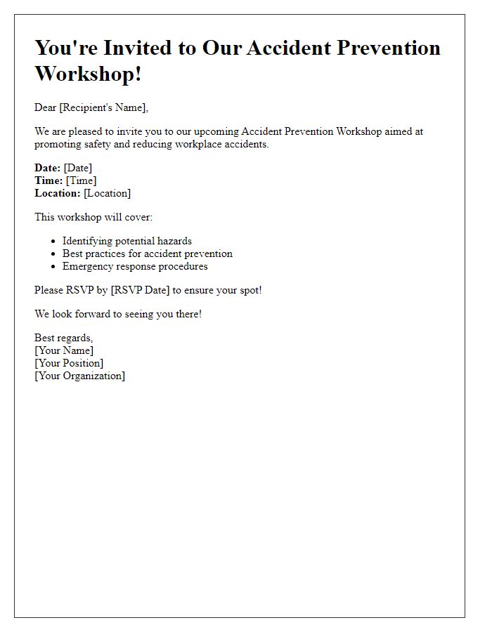 Letter template of accident prevention workshop invitation.