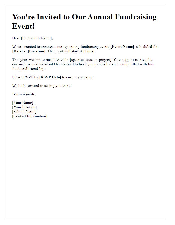 Letter template of school fundraising event invitation