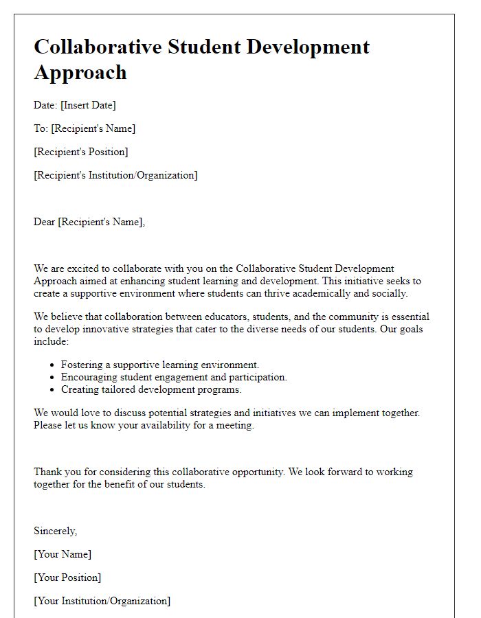 Letter template of Collaborative Student Development Approach