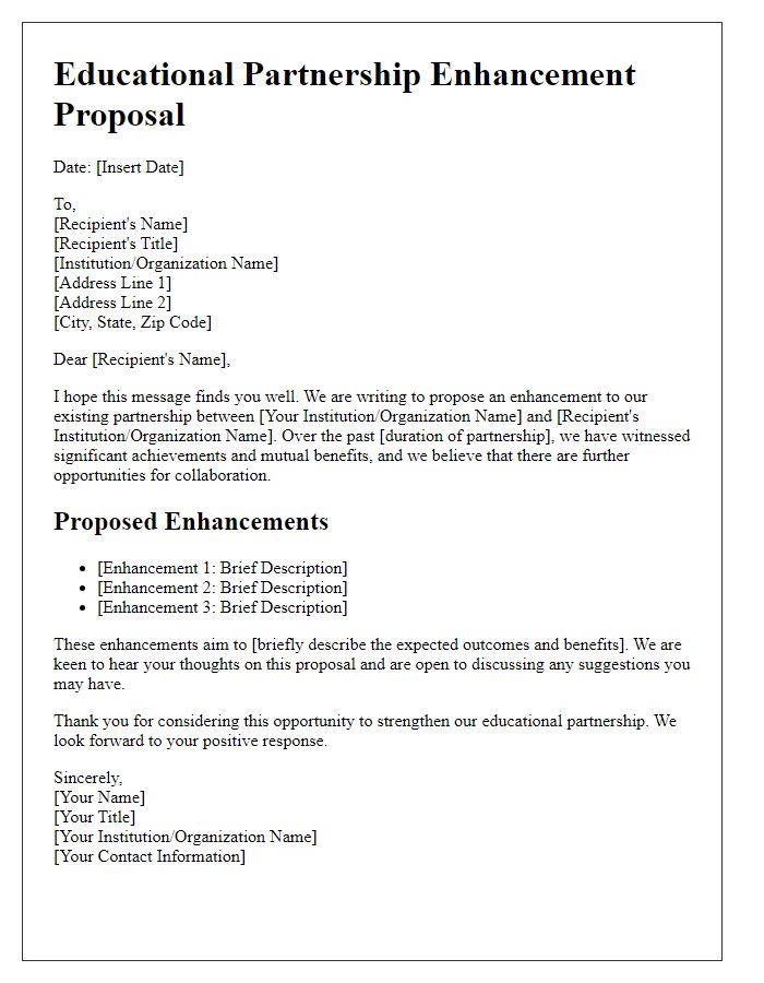 Letter template of Educational Partnership Enhancement Proposal