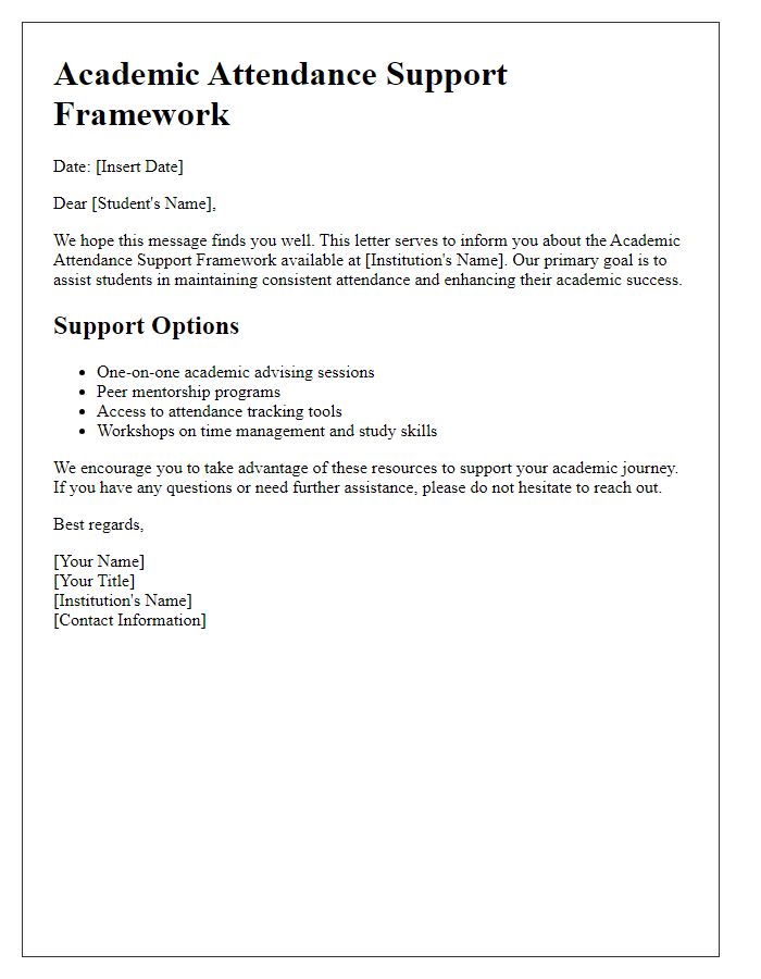 Letter template of Academic Attendance Support Framework